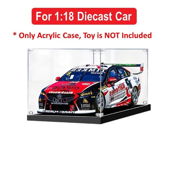 Acrylic Display Case for 1:18 BIANTE R&J BATTERIES BJR HOLDEN ZB COMMODORE 2021 BATHURST 1000 #8 PERCAT/WOOD Diecast Car Model Figure Storage Box Dust Proof Glue Free