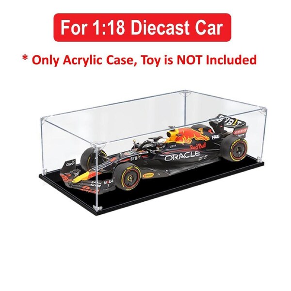 Acrylic Display Case for 1:18 MINICHAMPS F1 RED BULL RB18 WINNER 2022 SAUDI ARABIAN GP #1 VERSTAPPEN Diecast Car Model Figure Storage Box Dust Proof Glue Free