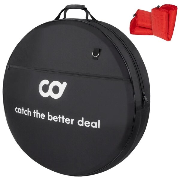 CyclingDeal Bike Double Wheel Bag - with Extra Thick Self Inflating Soft Foam Padding - for 700c Road Bike & 26" 27.5" 29" MTB Wheel Set - Nylon 600D