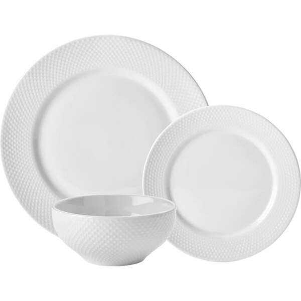 Wiltshire White Stipple Dinner Set of 12 - 12pc