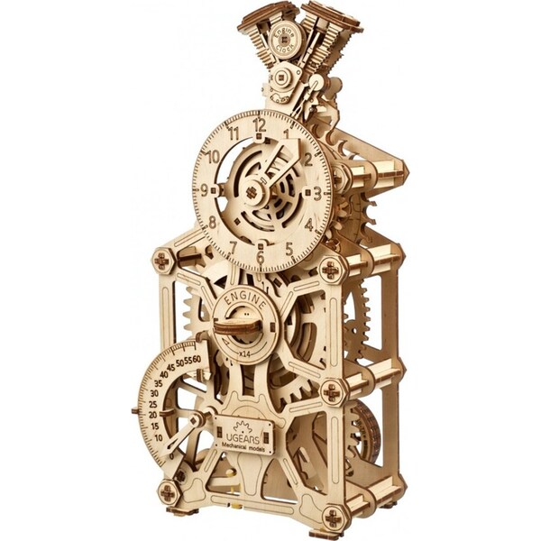 Ugears 265pcs Engine Clock Wooden Mechanical DIY 3D Model/Puzzle Kit 14y+