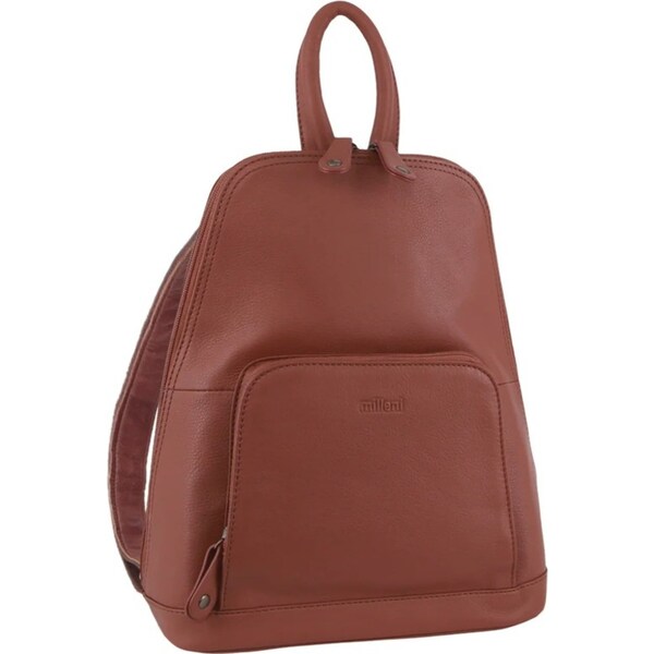 Milleni Ladies Backpack Leather Twin Zip Rucksack School Shoulder Bag - Rose