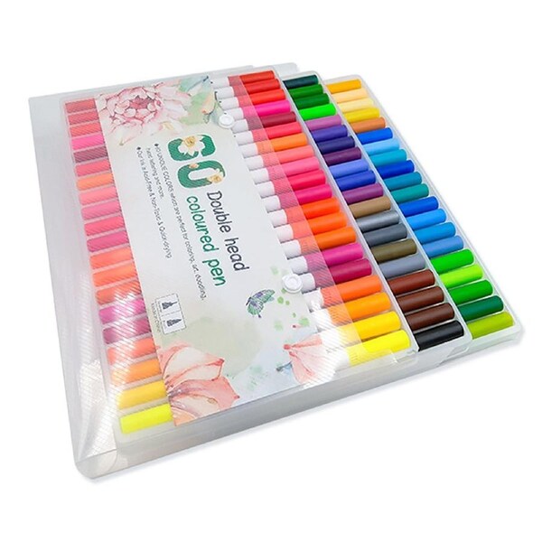 60 Unique Colors Double Head Acid- Free Non-Toxic Coloured Pens