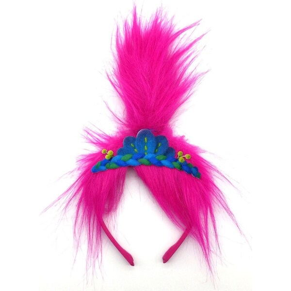 Poppy Trolls 3 Headband w/ Attached Hair Kids/Children Headwear Costume 3y+ Pink