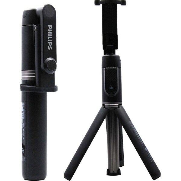 Philips Flexible Tripod Stand Selfie Stick w/ Bluetooth Remote For iPhone Black
