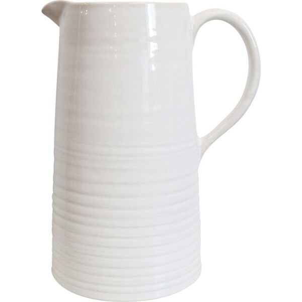 Grande Stoneware Ceramic 30cm Water Jug Pitcher/Decorative Vase Container White