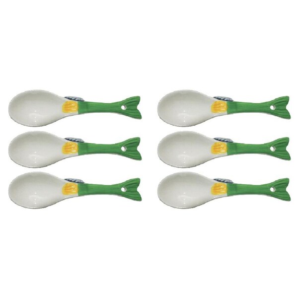 6x Ceramic 13.5cm Fish Oscar Spoon Home/Kitchen Dining Food/Soup Serving Utensil