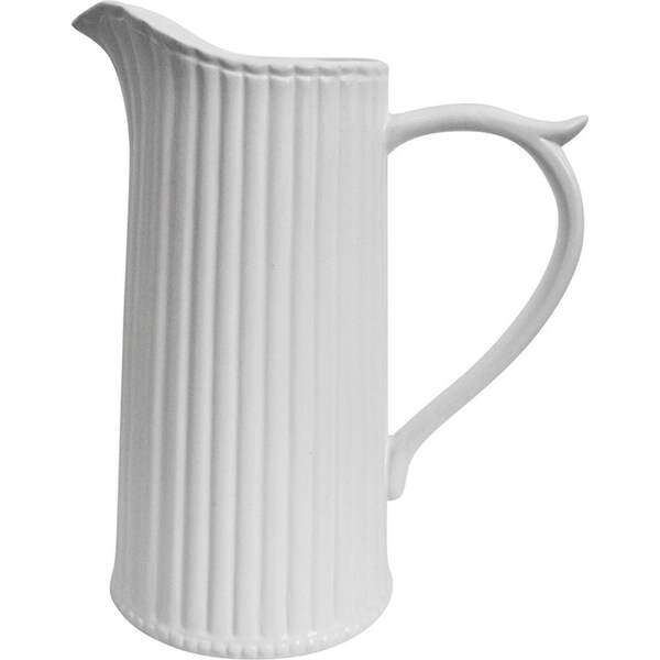 Vineyard Ribbed Ceramic 23cm Jug Water/Juice Milk Pitcher Decor Container White