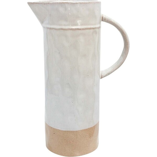 Tall Ceramic Stoneware 23cm Water Jug Pitcher/Decorative Vase Container White