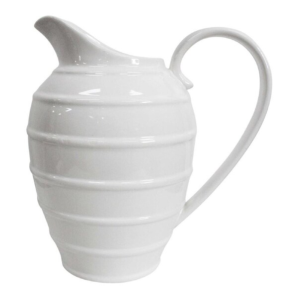 French Bayleaf Ceramic 20.5cm Jug Water/Juice Milk Pitcher Decor Container White