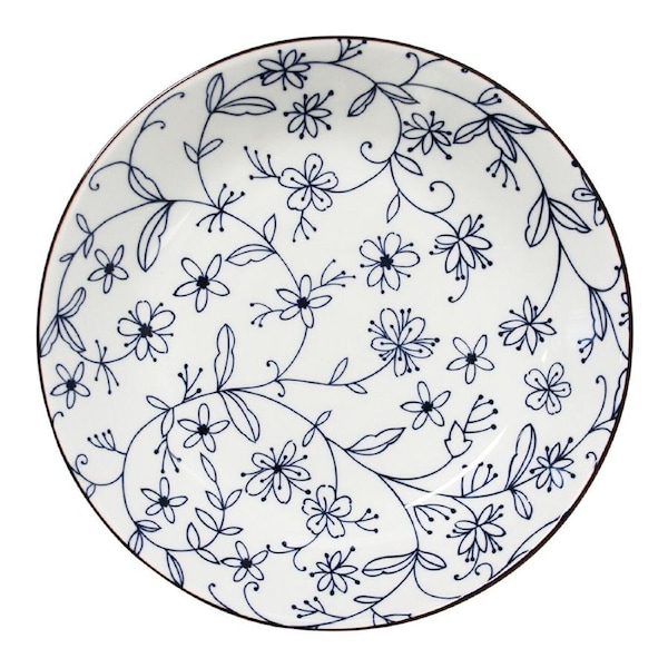 2pc Jappa Ceramic 20cm Dinner Plate Snack/Dessert Dish Tableware Round Blue Vine