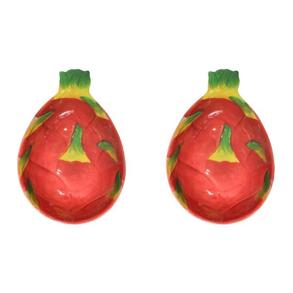 2x Ceramic 20cm Bowl Dragonfruit Salad/Fruit Oval Dish Serving Dinnerware Red