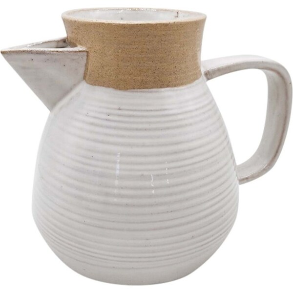 Ceramic Stoneware Glossy 22.3cm Jug Pitcher Water/Juice Milk Container White