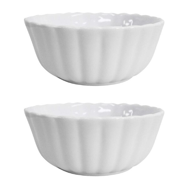2x Belle Powder 15cm Ceramic Side/Dessert Bowl Round Serving Tableware White