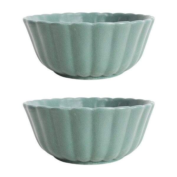 2x Belle Bayleaf 15cm Ceramic Side Food Dish Bowl Round Serving Tableware Green
