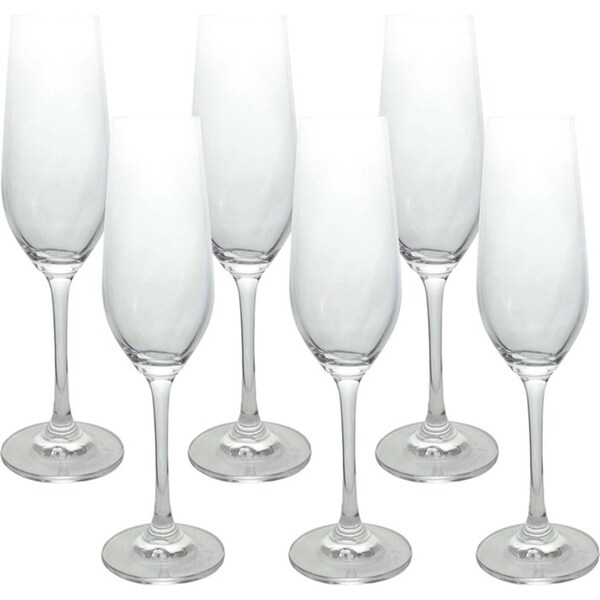6pc Classic 24cm/205ml Stemmed Champagne Flute Glass Drink Glassware Set Clear