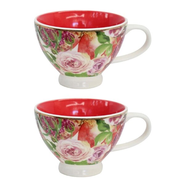 2x Pomegranate Porcelain 13.5cm Coffee/Tea Cup w/ Handle Round Mug Tableware