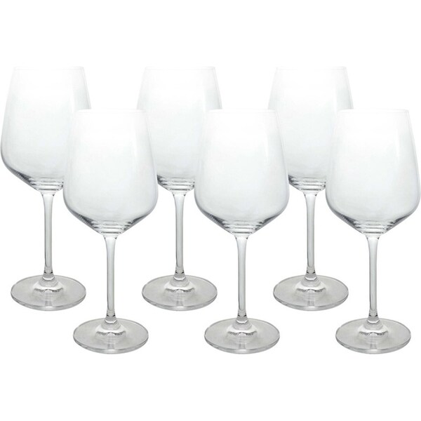 6pc Curve 22.5cm/518ml Stemmed White Wine Glass Party Drink Glassware Set Clear