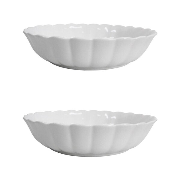 2x Belle Powder 21.5cm Ceramic Coupe Bowl Dish Round Serving Tableware White
