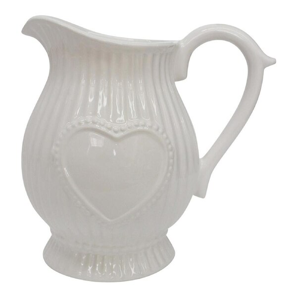 Heart Ceramic 18.5cm Jug Water/Juice Milk Pitcher Decorative Container White