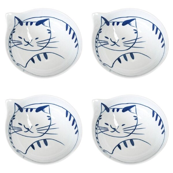 4x Ceramic 15cm Simba Cat Bowl Round Serving Soup Dish Dinnerware Medium White