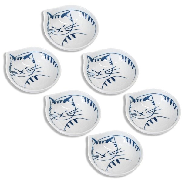 6x Ceramic 11.5cm Simba Cat Bowl Round Serving Soup Dish Dinnerware Small White