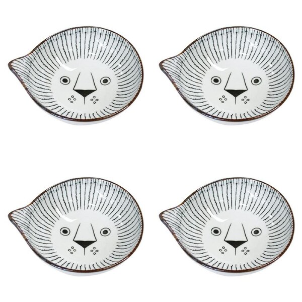 4x Ceramic 14.5cm Leo Lion Bowl Round Serving Soup Dish Dinnerware Medium White