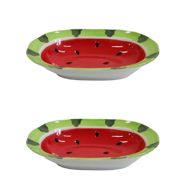 2x Watermelon Ceramic 24cm Plate Snack Food Serving Dish LRG Tabletop Home Decor