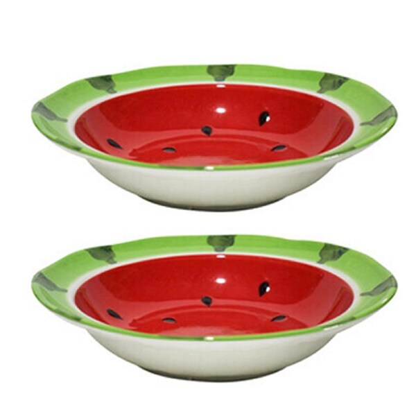 2x Ceramic Large 21cm Bowl Watermelon Serving Soup/Snack Round Dish Dinnerware