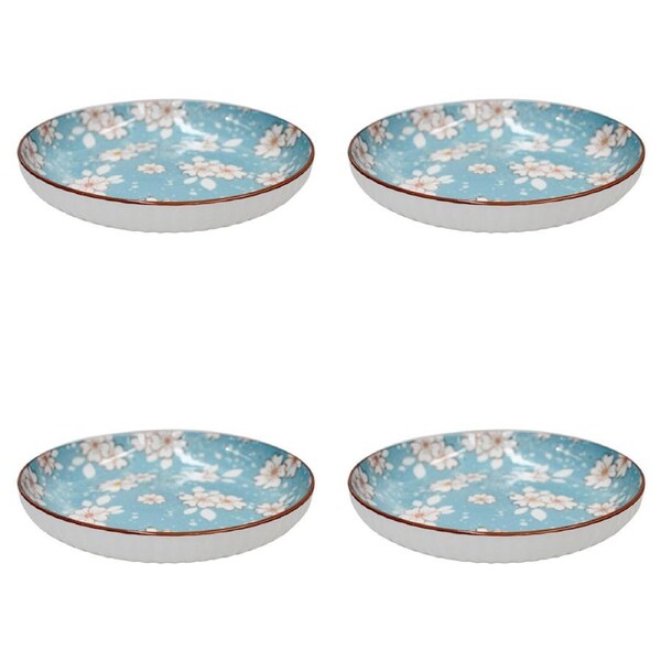 4x Blossom Ceramic 18.5cm Side Plate Snack Food Dish Round Serving Tableware BLU