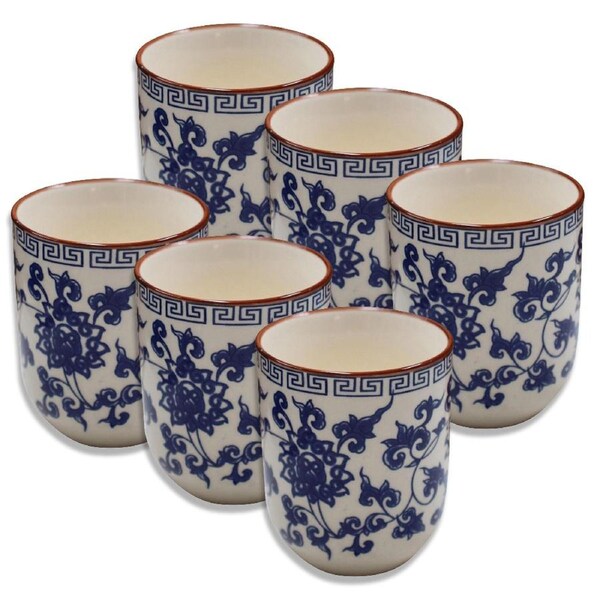 6x Jappa Ceramic 8cm Coffee/Tea Water Cup Cylindrical Drink Milk Mug Elegant BLU