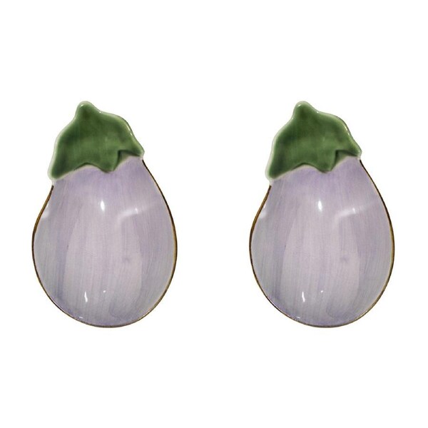 2x Ceramic 18cm Bowl Eggplant Serving Snack/Condiments Dish Dinnerware Purple