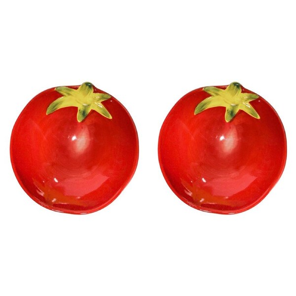 2x Ceramic 13cm Bowl Tomato Serving Snack/Condiments Round Dish Dinnerware Red