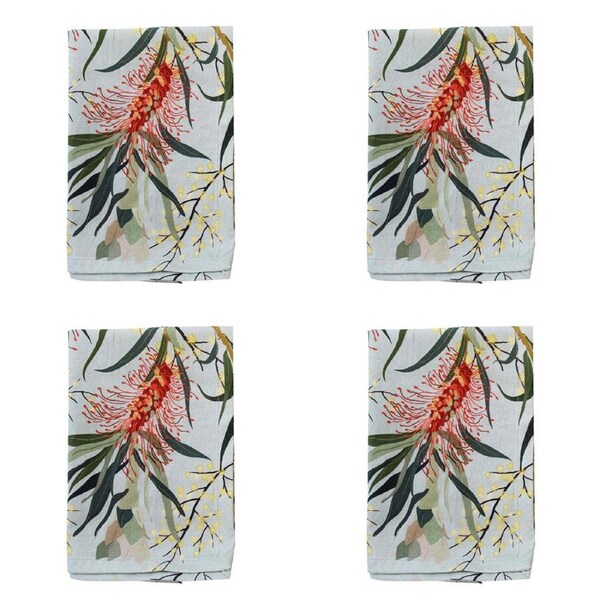 4x Cotton Stonewash 45cm Table Napkin Reusable Dining Tablecloth Gum Flower