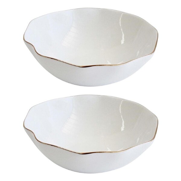 2x Artisan Shoreline Ceramic 13.5cm Serving Bowl Round Small Tableware White