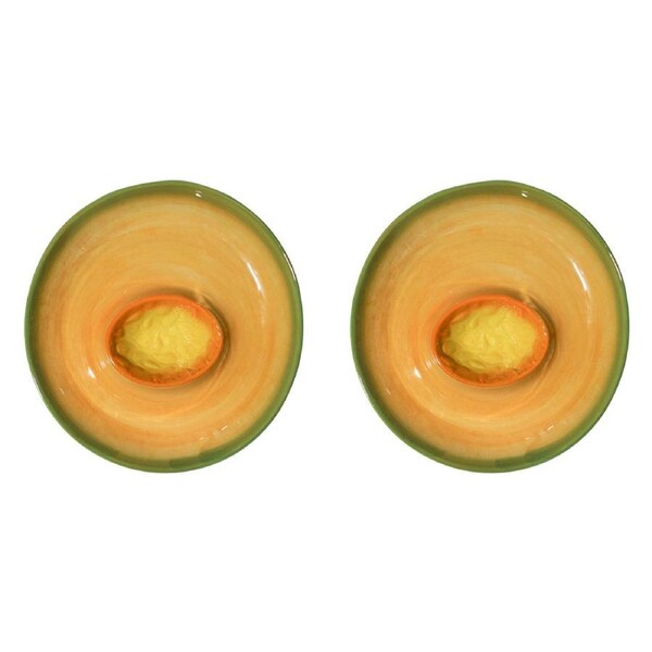 2x Rockmelon Ceramic 24cm Dip Plate Snack/Salad Serving Dish Tabletop Home Decor