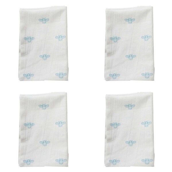 4x Cotton Stonewash 45cm Square Table Napkin Reusable Dining Tablecloth Bee Blue