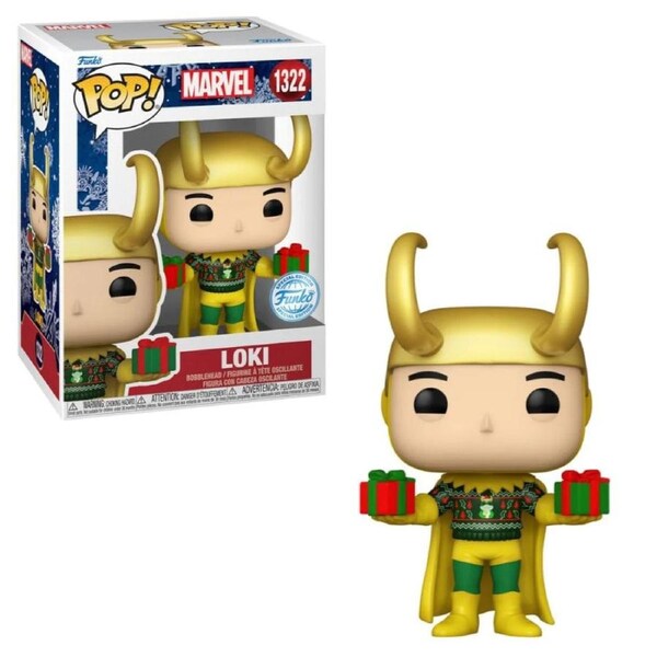 Funko Pop Marvel Holiday Loki with Sweater (Metallic) #1322 Vinyl Figure