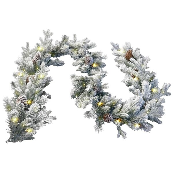 Christabelle 2.7m Christmas Garland Snowy with Lights Dorchester Tree Decoration Ornament