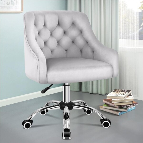 ALFORDSON Velvet Office Chair Fabric Armchair Computer Desk Chairs Swivel Work Seat Adult Kids Grey