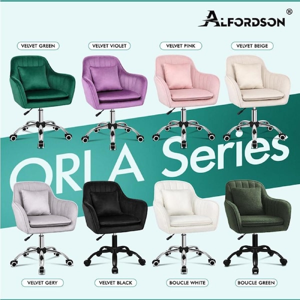ALFORDSON Velvet Office Chair Computer Desk Chairs Swivel Fabric Armchair Work Seat Adult Kids Orla Series Pink