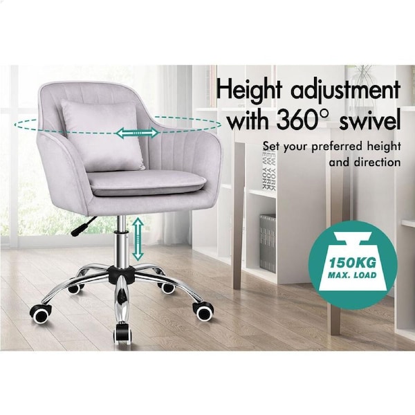 ALFORDSON Velvet Office Chair Computer Desk Chairs Swivel Fabric Armchair Work Seat Adult Kids Orla Series Grey