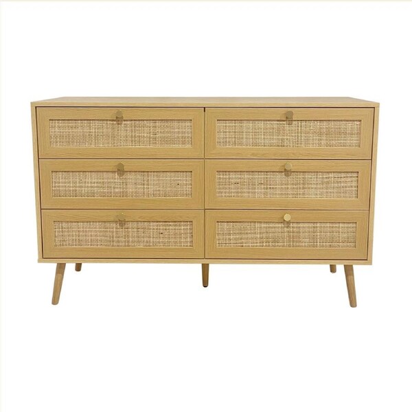 Foret 6 Chest of Drawers Rattan Tallboy Cabinet Bedroom Clothes Storage Wood