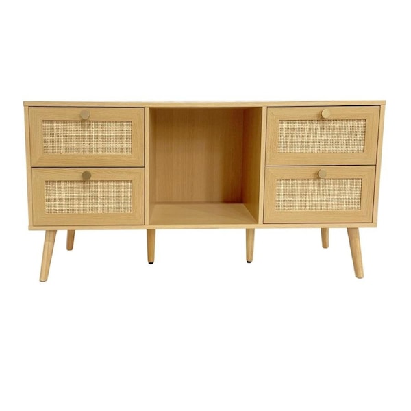 Foret Rattan Kitchen Sideboard Cabinet Storage Organizer Buffet Table Shelves