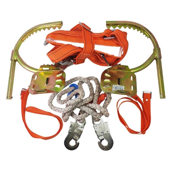 riin 1x Tree Pole Climbing Gear Spike Spur Gaff Hook Set Kit with Harness and Safety Strap #300 Fit for Diameter 15-28cm
