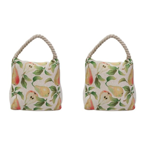 2x Polylinen 18cm French Pear Doorstop Room/Office Weighted Heavy Door Stopper