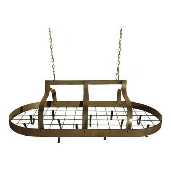 Metal 94cm Cresta Dark Pot Rack Hanging Oval Kitchen Cookware Vintage Stand BRWN