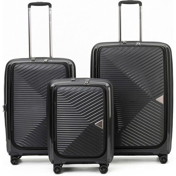 3pc Tosca Space X 20" Carry On 25/29" Case Set Travel Suitcase Luggage Black