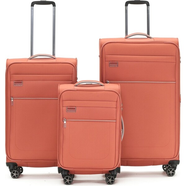 3pc Tosca Vega 21" Carry On 28/32" Trolley Case Suitcase Luggage Bag Rust