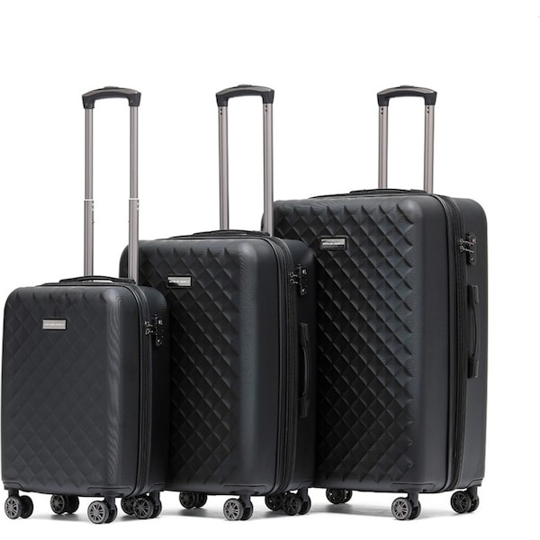 3pc Australian Suitcase Luggage Co Venice HS 20" Carry On 25/29" Bag Black